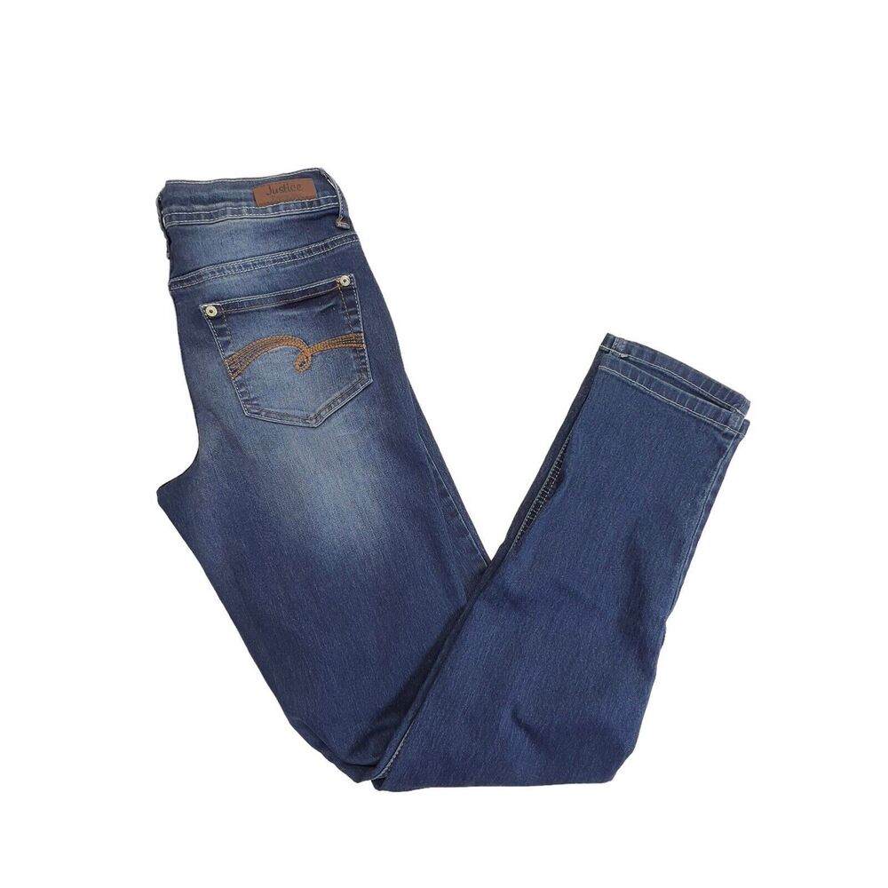 Justice Premium Girls Denim Blue Jeans Simply Low Super‎ Skinny Size 14R